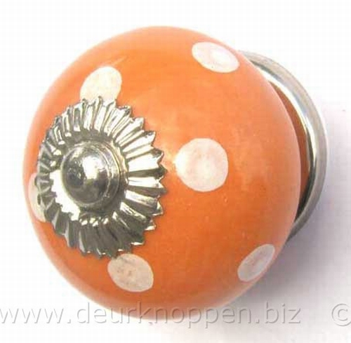 deurknop - kastknopje oranje polka dot