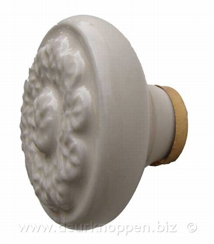 porselein meubelgreep flower white