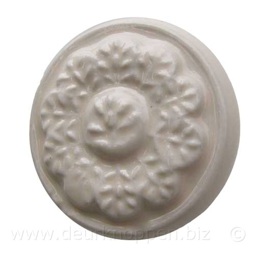 porselein meubelgreep flower ivory