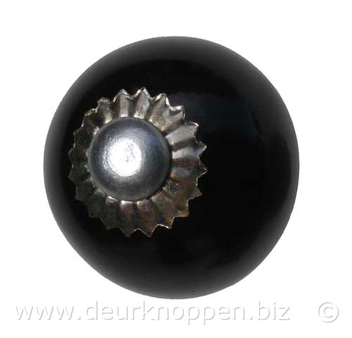porseleinen kastknop zwart klein