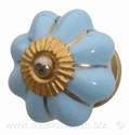 porseleinen deurknop pastel blauw met goud