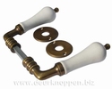 ouderwetse deurkrukken - porselein wit (set) antiek messing